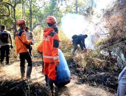 Mendaki Tebing Curam, Petugas Gabungan Polres Kediri Kota Berhasil Padamkan Karhutla di Lereng Gunung Klotok_2
