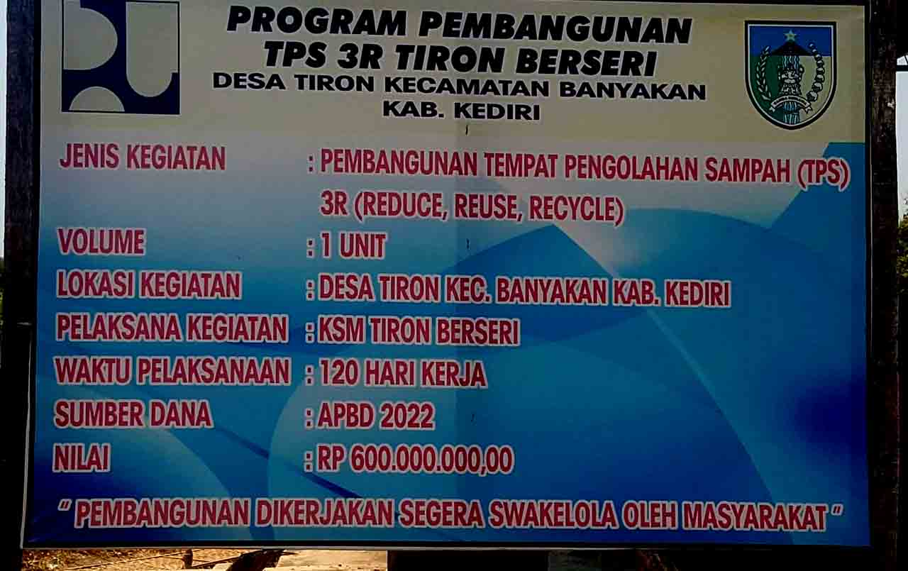 Bangunan senilai 600 juta mangkrak, dlh kabupaten kediri angkat bicara.