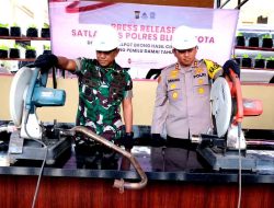 Kapolres Blitar Kota Bersama Forkopimda Musnahkan Knalpot Brong Hasil Razia