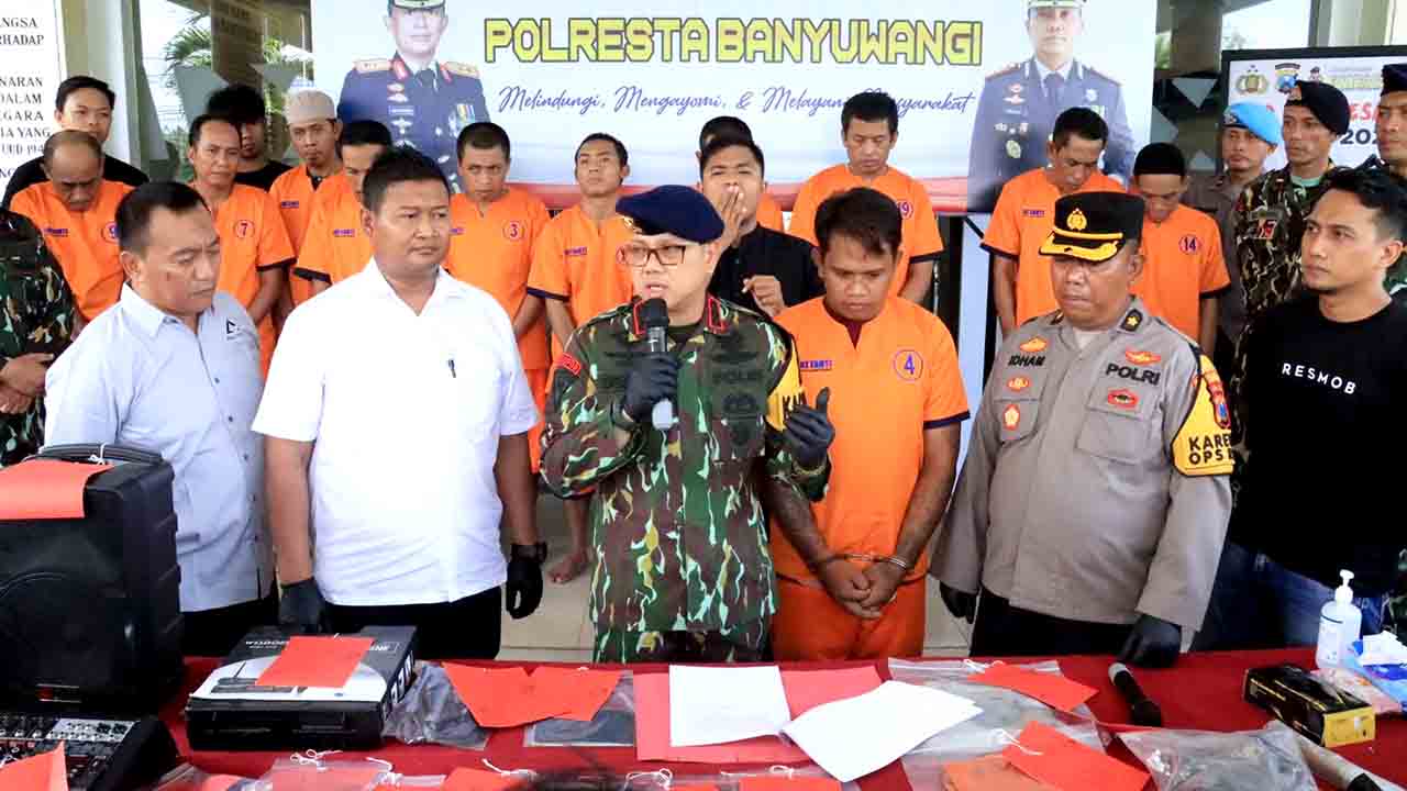 Polresta banyuwangi amankan 11 tersangka dalam serangkaian kasus kriminal