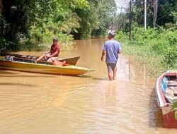 Debit Air mulai Surut, Dari Sepinggang Kini Turun Menjadi Setengah paha Orang Dewasa