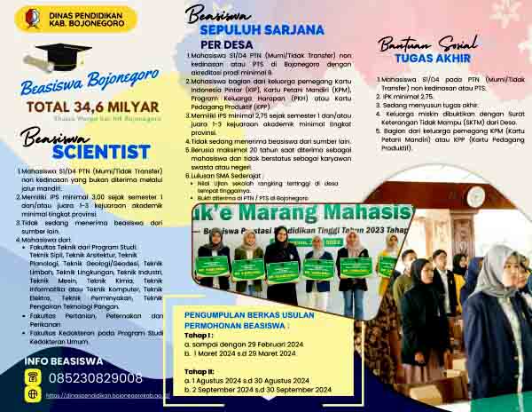 Tingkatkan Ipm, Pemkab Bojonegoro Kembali Beri Tiga Jenis Beasiswa Pendidikan