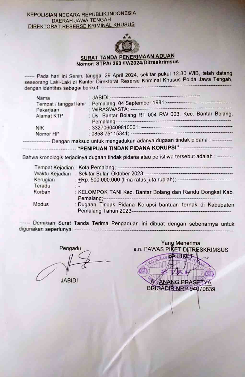 Dugaan Penyelewengan Dana Pokok Pikiran Dewan, Mark Up Dan Fiktif Atas Nama Kelompok Tani Ternak Kabupaten Pemalang 4