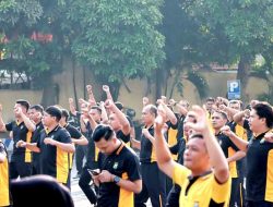 Senam Pagi Rutin, Upaya Polres Kediri Tingkatkan Stamina dan Sinergitas Antar Anggota