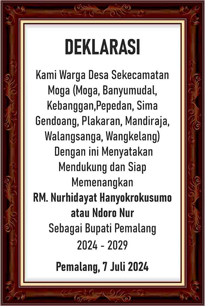 Deklarasi Dukungan Dari Kaum Muda Kecamatan Moga Untuk Ndoro Nur Menjadi Bupati Pemalang 2