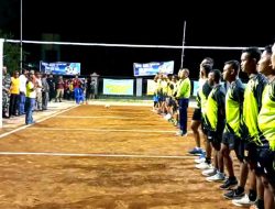 HUT RI ke-79: Satgas TMMD 121 Kodim Ngawi Ikuti Lomba Voli di Kecamatan Pitu