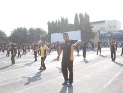 Anggota Polres Kediri Gelar Senam Bersama Jaga Kebugaran Fisik Jelang Pilkada