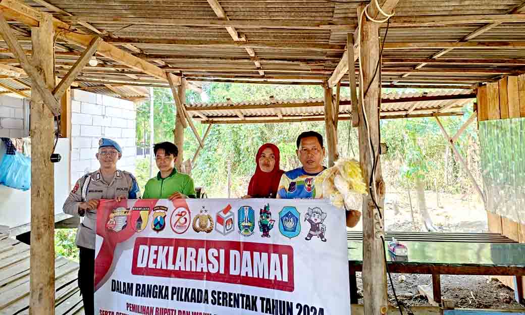 Anggota Polsek Laren Giatkan Deklarasi Damai Himbauan Pemilukada 2024 Agar Aman Serta Damai