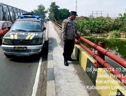 Intensitas Curah Hujan Yang Tinggi Polsek Babat Pantau Debit Air Bengawan Solo