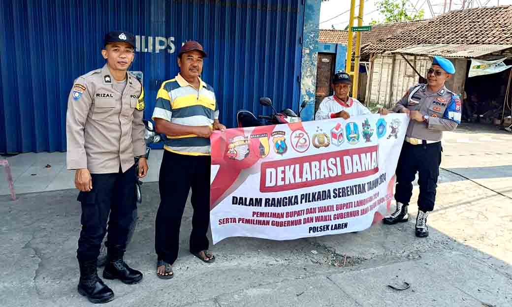 Polsek Laren Memberikan Himbauan Deklarasi Pemilukada 2024 Kepada Masyarakat