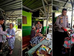 Polres Kediri Berikan Bantuan Sosial Sembako kepada Lansia dan Anak di Pasar Loak Pujasera
