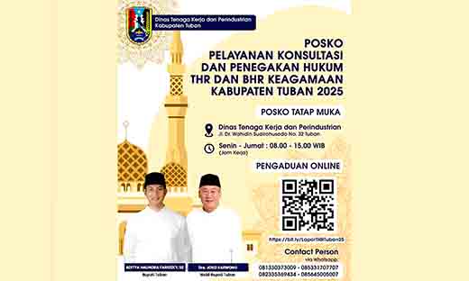 Disnakerin tuban buka posko pengaduan thr dan bhr keagamaan 2025