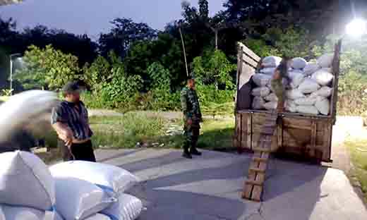 Babinsa koramil ngrambe dan ppl monitoring kegiatan sergap ke bulog di desa cepoko