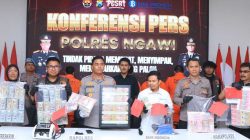 Polres Ngawi Berhasil Amankan 5 Tersangka Pengedar Uang Palsu Lintas Provinsi