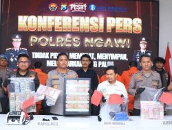 Polres Ngawi Berhasil Amankan 5 Tersangka Pengedar Uang Palsu Lintas Provinsi
