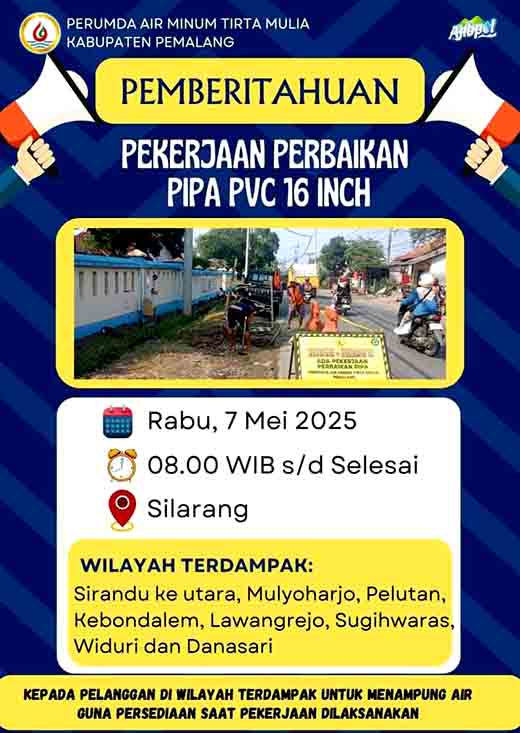 Perbaikan jaringan air bersih, warga pemalang diminta siaga