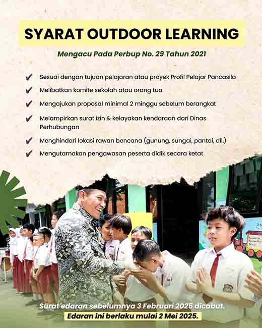 Sekolah boleh adakan outdoor learning (odl) lagi, bupati subandi minta tetap utamakan keselamatan anak didik