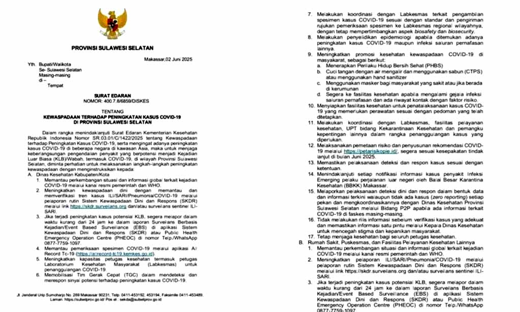 Pemprov sulsel terbitkan surat edaran antisipasi