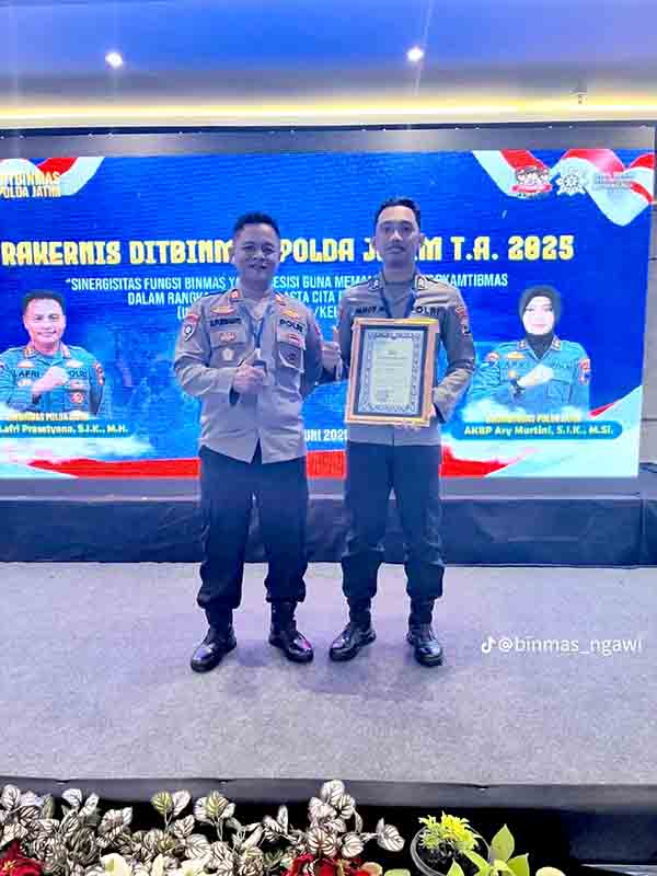 Polres ngawi raih penghargaan terbaik 1 dalam rakernis binmas polda jatim