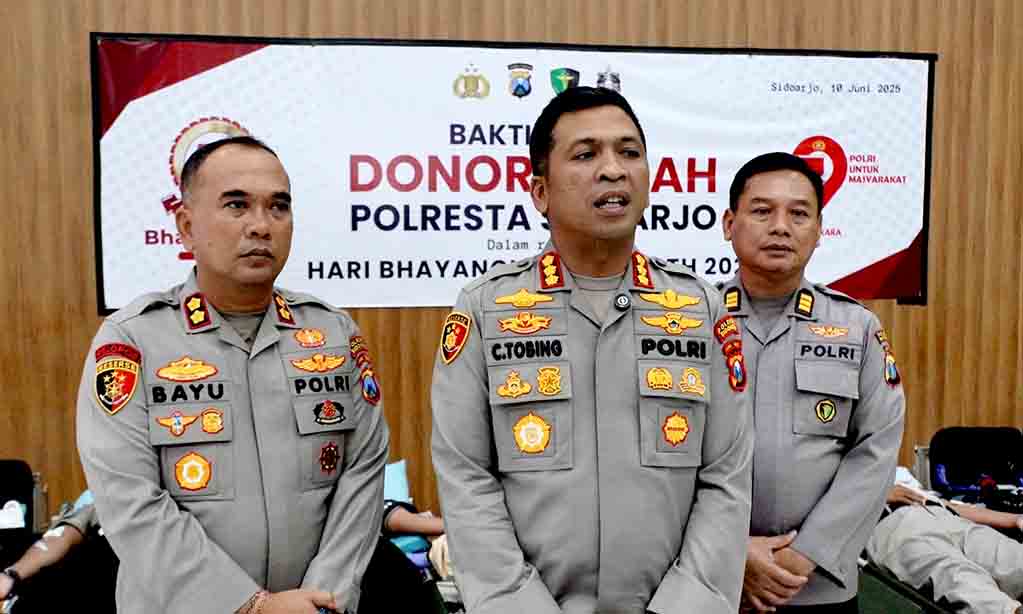 Sambut hari bhayangkara ke 79, polresta sidoarjo gelar donor darah