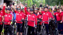 Sinergi polri pemkab takalar, bupati takalar lepas fun bike hari bhayangkara ke 79 kab. takalar mdn