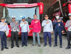 Rampcheck di PO Bus Ekasari, Satlantas Polres Kediri Kota Pastikan Armada Bus Layak Operasi