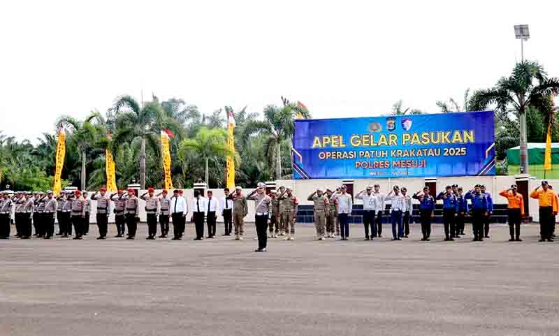 Polres mesuji gelar apel operasi patuh krakatau 2025 demi tingkatkan keselamatan lalu lintas