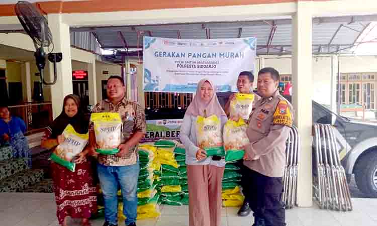 Dukung gerakan pangan murah polsek tulangan siapkan satu ton beras sphp di kebaron