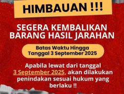 Polres Kediri Kota Berikan Batas Waktu Pengembalian Barang Hasil Jarahan 3 September 2025