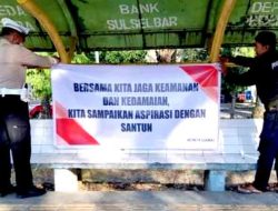 Polres Takalar Pasang Spanduk Himbauan Kamtibmas, Ajak Masyarakat Jaga Kondusifitas