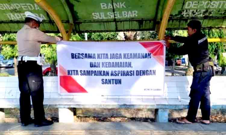 Polres takalar pasang spanduk himbauan kamtibmas