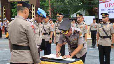 Upacara Sertijab Pejabat Utama dan Kapolsek Jajaran Polres Takalar Berlangsung Khidmat