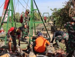 Dandim 0809/Kediri Tinjau Pelaksanaan Pembangunan Jembatan Gantung Perintis Garuda
