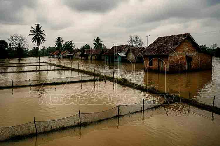 Bengawan Jero Meluap, Ribuan Rumah dan Tambak Tenggelam