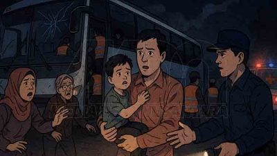 Bus Tabrak Truk di Lamongan, Sopir dan Kondektur Luka