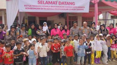 Taruni Akpol Gelar Trauma Healing bagi Siswa TK Bhayangkari Terdampak Banjir di Aceh Tamiang