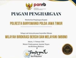Polresta Banyuwangi Raih Penghargaan Zona Integritas Menuju WBBM Tahun 2025