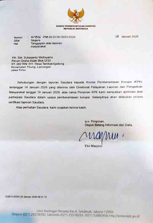 KPK Apresiasi Laporan Warga Lamongan