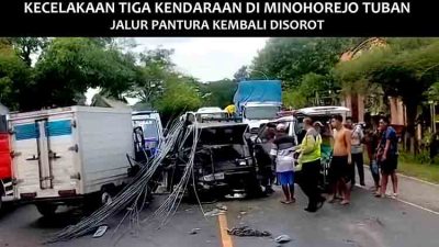 Kecelakaan Tiga Kendaraan di Minohorejo Tuban