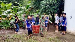 Kerja Bakti Bersama Siswa SMP, Koramil 1426-02/Polsel Ajarkan Pentingnya Menjaga Kebersihan Lingkungan