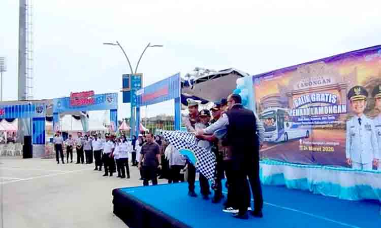 146 Pemudik Balik Gratis Diberangkatkan dari Stadion Surajaya Lamongan