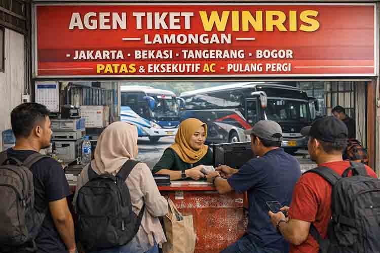 Arus Balik Lebaran Mulai Padati Agen Tiket Bus di Lamongan