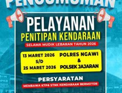 Mudik Aman Keluarga Bahagia, Polres Ngawi Layani Penitipan Kendaraan Gratis