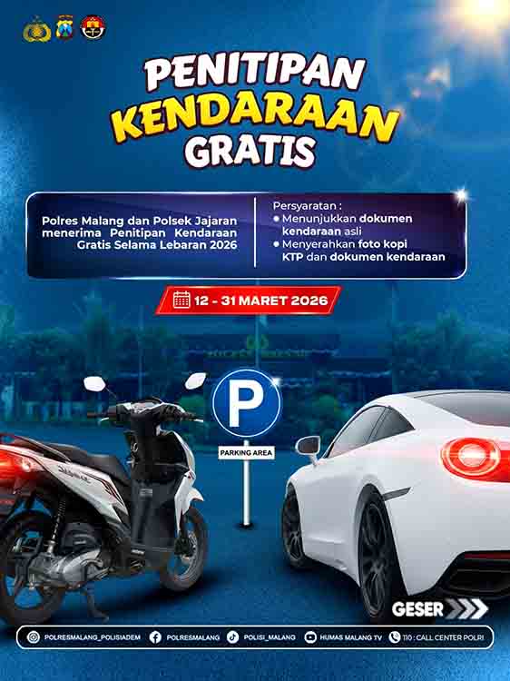 Mudik Lebaran 2026, Polres Malang Buka Layanan Titip Kendaraan Gratis