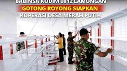 Babinsa Kodim 0812 Lamongan Gotong Royong Siapkan Koperasi Desa Merah Putih