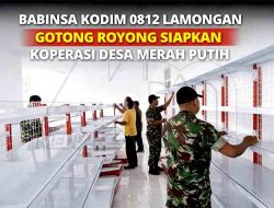 Babinsa Kodim 0812 Lamongan Gotong Royong Siapkan Koperasi Desa Merah Putih