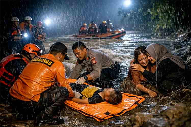 Bocah 8 Tahun Tewas Terseret Arus di Kali Pasinan Lamongan mdn