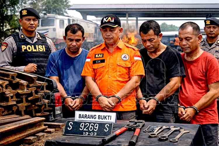 Komplotan Pencuri Rel KA di Jombang Dibekuk