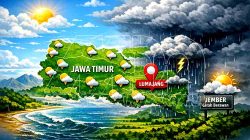Prakiraan Cuaca Jawa Timur, Sabtu 25 April 2026: Mayoritas Berawan, Lumajang Diguyur Hujan Ringan