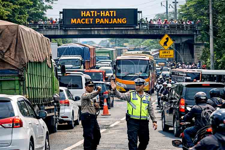 Polsek Babat Atur Lalu Lintas, Kemacetan Perbatasan Lamongan–Tuban MDN